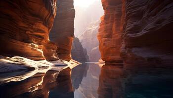 ai gerado majestoso Rocha formação reflete beleza dentro natureza gerado de ai foto