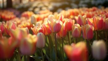 ai gerado vibrante tulipa Flor traz beleza para natureza gerado de ai foto