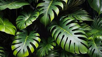 ai gerado verde monstera folhas papel de parede ai gerado. foto