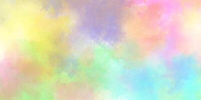 abstrato multicolorido escova pintado aguarela fundo com aguarela manchas, pintado colorida arco Iris aguarela fundo, brilhante multicolorido fundo com Rosa e azul e amarelo cores. foto