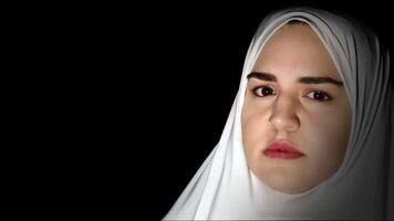 religioso muçulmano mulher dentro oração equipamento foto