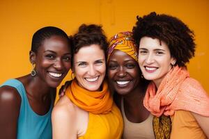 ai gerado uma grupo do diferente nacionalidades mulheres diversidade conceito com generativo ai foto