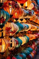 ai gerado vibrante chinês lanternas iluminar tradicional ao ar livre celebrações, simbolizando indígena culturas gerado de ai foto