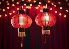 ai gerado brilhando lanternas iluminar chinês cultura dentro vibrante celebração gerado de ai foto