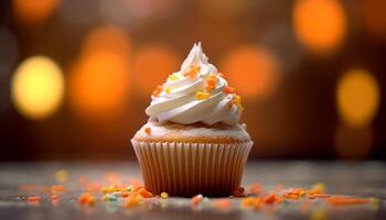 ai gerado celebração do Doçura, Bolinho, decoração, gourmet, indulgência, caseiro, festa, refresco gerado de ai foto