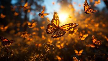 ai gerado vibrante borboleta dentro natureza, vôo com beleza gerado de ai foto