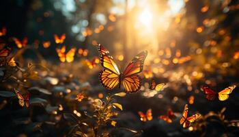 ai gerado vibrante borboleta vôo dentro natureza multi colori beleza gerado de ai foto