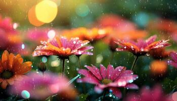 ai gerado frescor do natureza dentro vibrante multi colori flor Flor gerado de ai foto