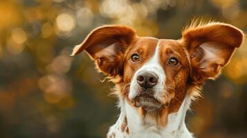 ai gerado uma cachorro cativa com Está grande ouvidos, ouvindo atentamente, uma cenário do atento curiosidade. ai gerado. foto