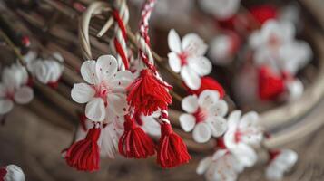 ai gerado tradicional Primavera feriado dentro romênia, martisor conceitos foto