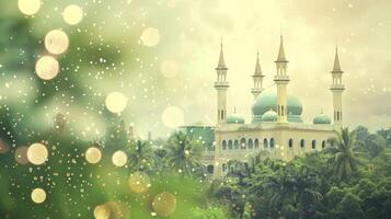 ai gerado uma lindo mesquita dentro a verde natural fundo foto