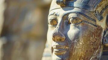ai gerado uma estátua do a egípcio faraó localizado lado de fora têmpora dentro Egito foto
