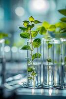 ai gerado biotecnológico pesquisa do plantas para agricultura laboratório foto