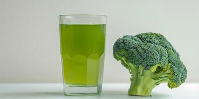 ai gerado uma vidro do recentemente espremido brócolis suco. saudável comendo foto