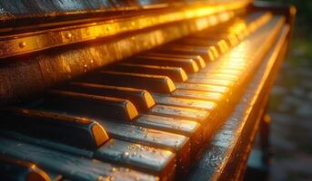 ai gerado velho piano chaves dentro a Sol. foto