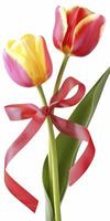 ai gerado macro Visão do tulipa flores isolado em branco fundo foto