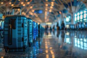 ai gerado viajando bagagem dentro aeroporto terminal foto