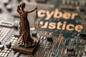 ai gerado palavras cyber justiça para cyber lei conceito foto