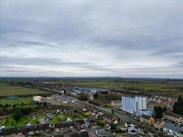 Alto ângulo Visão do Arlesey Cidade do Inglaterra Reino Unido. a cenas estava capturado durante nublado e chuvoso dia do fevereiro 28, 2024 foto