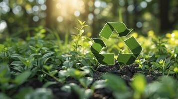 ai gerado abraçando ecologicamente correto, a verde símbolo do reciclando foto