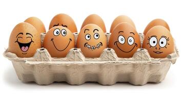 ai gerado emoções rostos ovos isolado em branco. foto