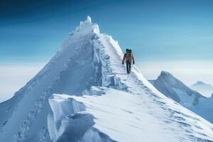 ai gerado alpinistas estão às a topo do a iceberg foto