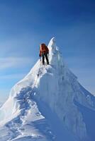 ai gerado alpinistas estão às a topo do a iceberg foto