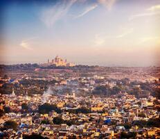 aéreo Visão do Jodhpur - a azul cidade. rajastão, Índia foto