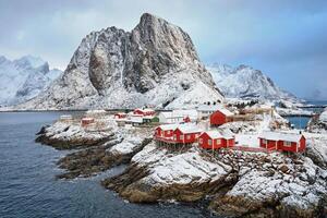 hamnoy pescaria Vila em lofoten ilhas, Noruega foto