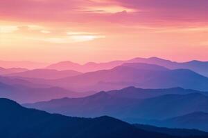 ai gerado tranquilo nascer do sol paisagem montanhosa com texto espaço foto