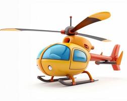 ai gerado crianças colorida desenho animado helicóptero em branco fundo foto