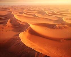 ai gerado aéreo Visão do areia dunas foto