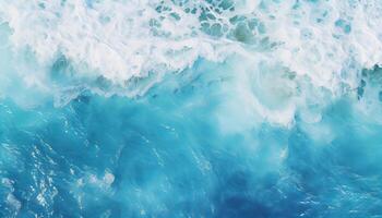 ai gerado azul água oceano textura, topo Visão foto