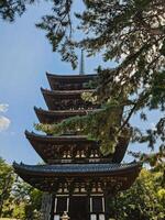 tradicional japonês santuário dentro a azul céu foto