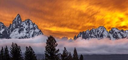 grande Teton pôr do sol foto