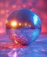 ai gerado discoball. brilhante discoteca bola em Rosa fundo foto