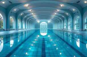 ai gerado interior natação piscina com vidro inferior foto