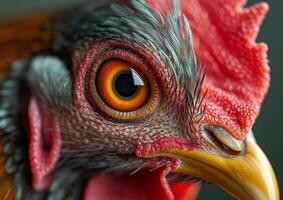 ai gerado Preto frango com vermelho olhos foto