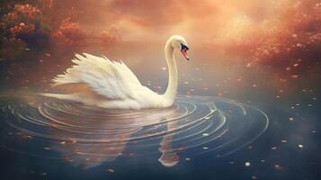 ai gerado uma gracioso cisne planador através uma cintilante lagoa objeto planeta elegante pitoresco fechar acima foto