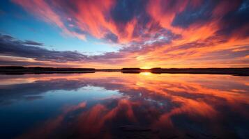 ai gerado uma hipnotizante nascer do sol fundição vibrante matizes através a horizonte, capturando a beleza do solar Atividades. ai gerado foto