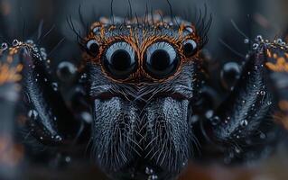 ai gerado imersão dentro a intenso olhar fixamente do uma aranha foto