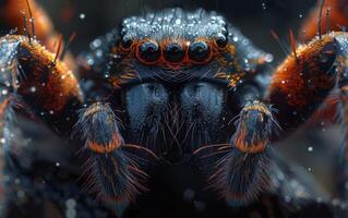 ai gerado imersão dentro a intenso olhar fixamente do uma aranha foto