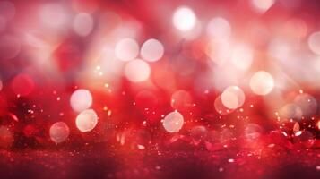 ai gerado vermelho brilhar bokeh vintage luzes, feliz feriado Novo ano, desfocado, Natal luzes foto