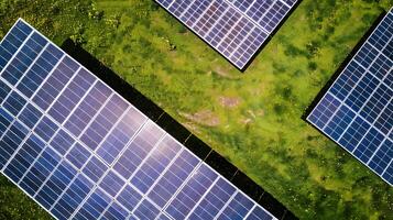 ai gerado Campos do solar painéis e sistemas para produzir verde eletricidade. ai gerado foto