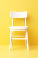 ai gerado crianças de madeira amarelo cadeira isolado em branco fundo foto