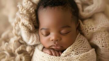 ai gerado uma lindo recém-nascido bebê dentro suave confortável roupas. ai gerado foto