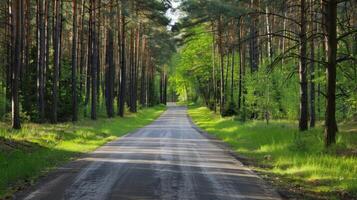 ai gerado Alto caminho para floresta. generativo ai foto