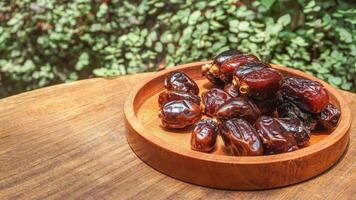 fechar-se doce seco encontro Palma frutas ou kurma, Ramadã Comida foto