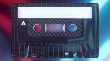 rádio fita gravador, audio cassete. retro música conceito. 3d ilustração foto