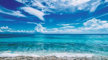 ai gerado lindo seascape. azul mar e céu com nuvens foto